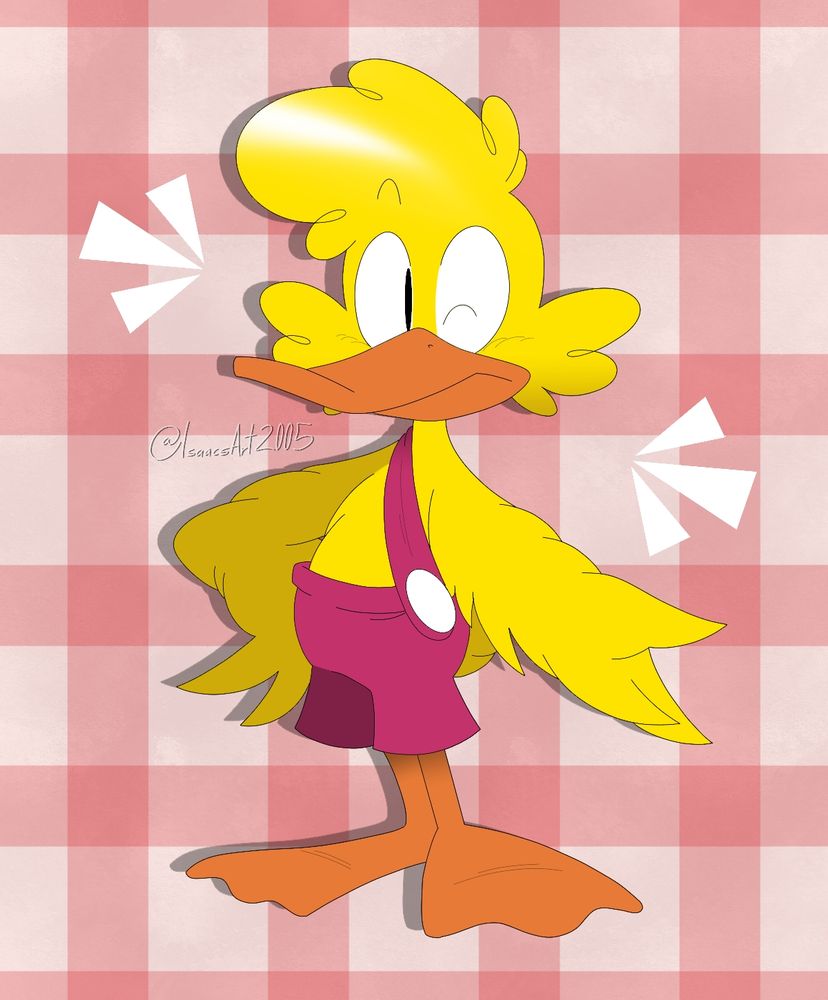 It's Duckie the... Well... Duck!

Duckie was the most challenging one to do, as unlike Tammy, you rarely seen Ducky without the bedsheet ghost costume in the original video. So I had to use a few frames from the Mysterious House to get a good idea on how Duckie should look.