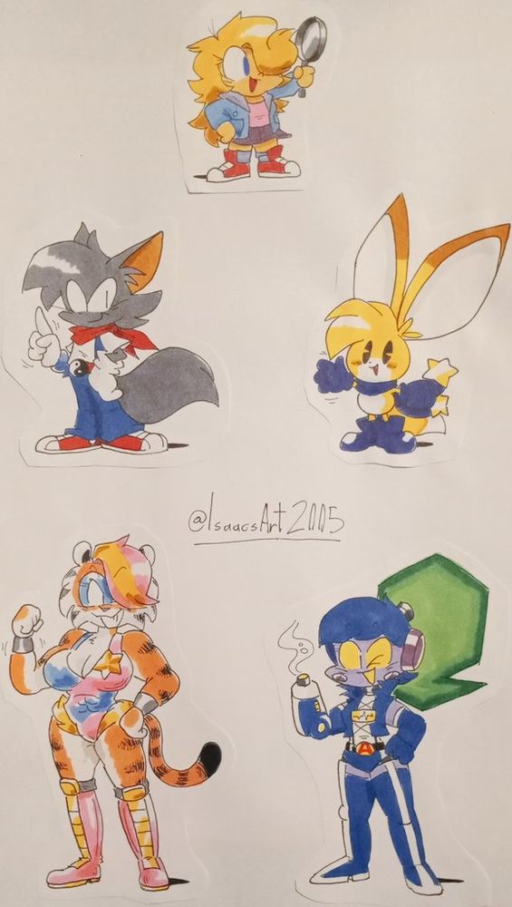 The second Sheet, from Top to Bottom: Vivian by Tam McGregor. Jake by WhateverToons. Kinoko by the 'Kinoko and the Cult of Galaxy' Team. Violentiger by Go! Go! AndyRobo. Anne-Droid by Krumperoni.