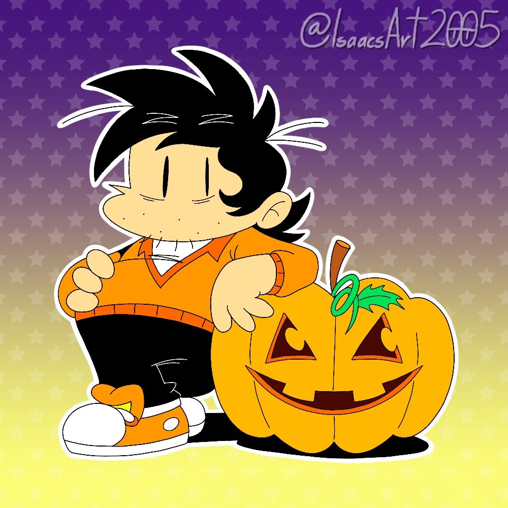 The Artist leaning on a pumpkin!