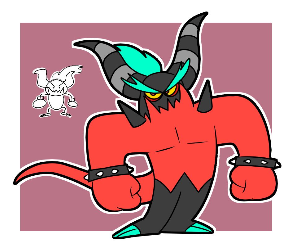 A toony drawing of Zavok with a smaller silly Zavok doodle next to him