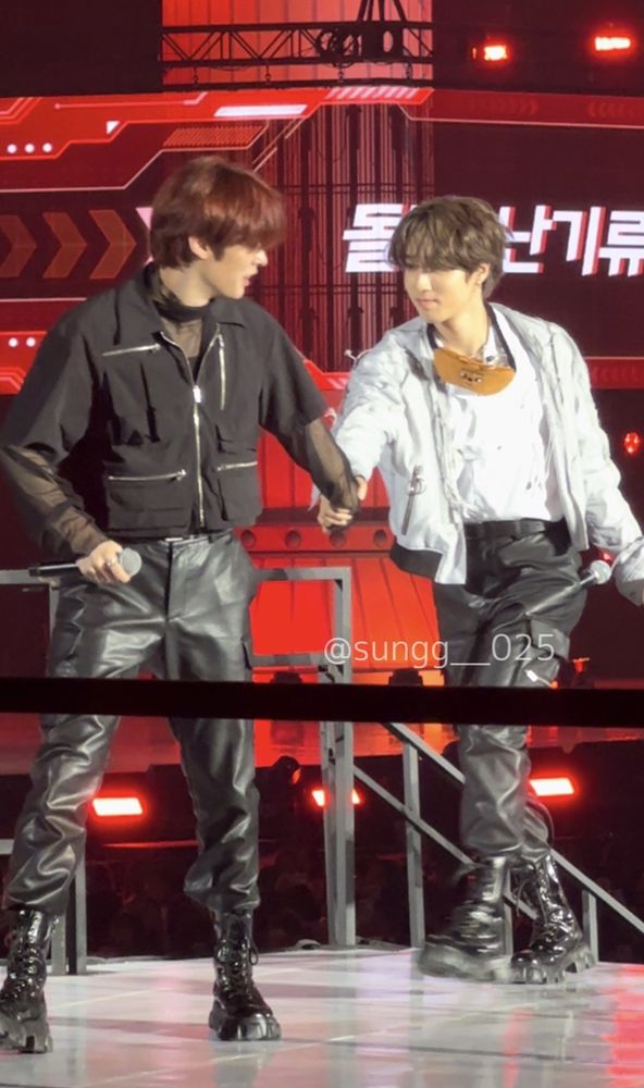 stray kids han and lee holding hands onstage at the 3rd fanmeeting

for consistency: daily fondgazing