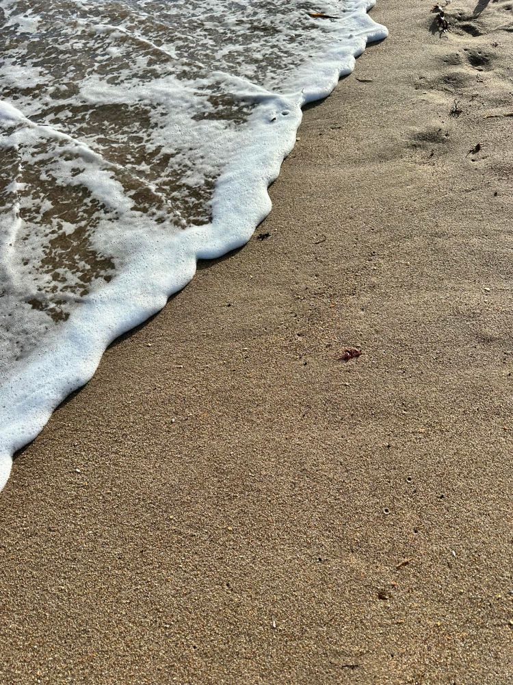 Remnants of a wave, washing to shore. 