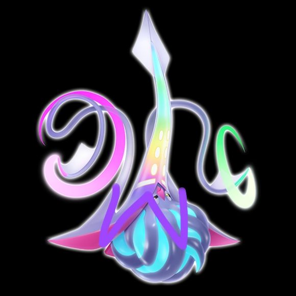 Mega Malamar flipped upside down with the letter W drawn over it