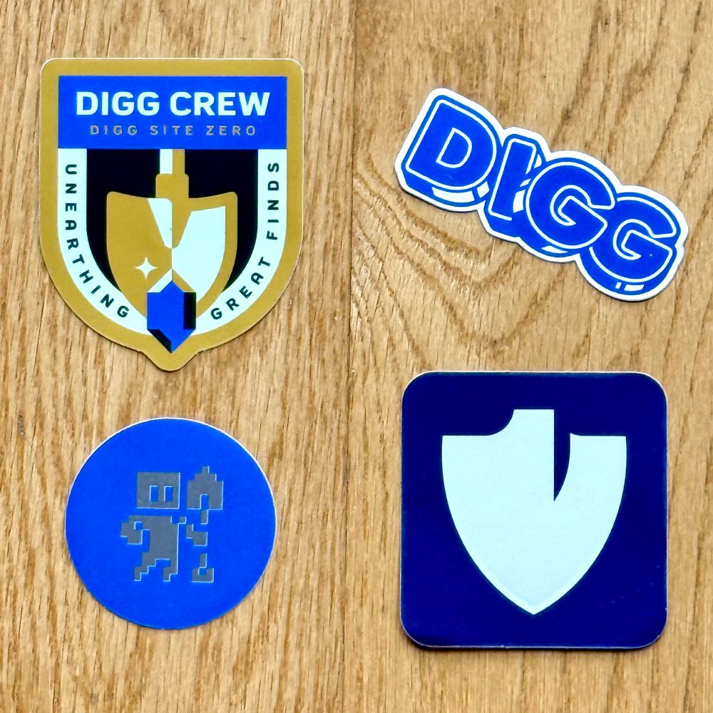 four different Digg stickers