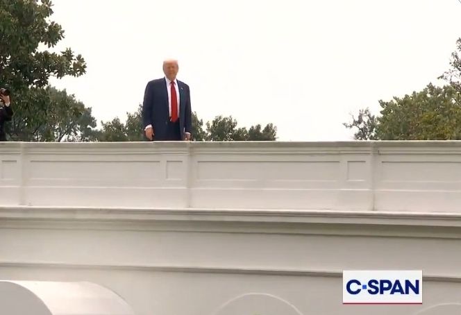 Trump on roof of white house