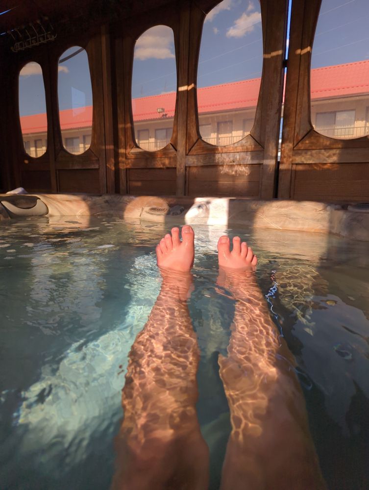 Cozy hot tub on a nice day of long hiking.