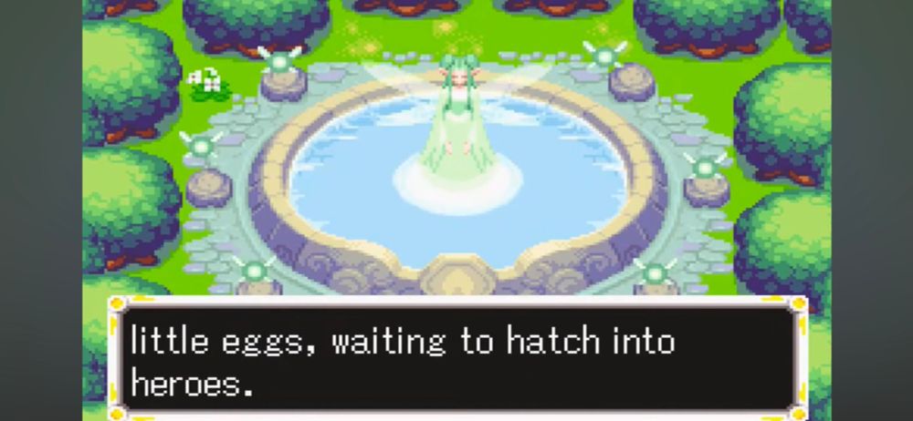 The great fairy of the forest call link(s) little eggs, waiting to hatch into heros. In the game four swords.