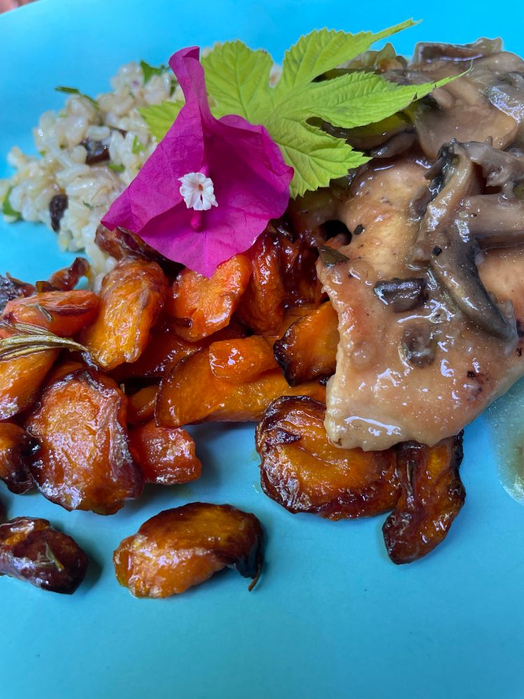 Lunch at a Thyme Garden Tour and Luncheon, offered in summer by reservation. 