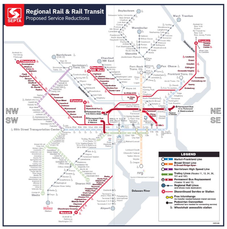 map of septa lines that will be eliminated this time next year