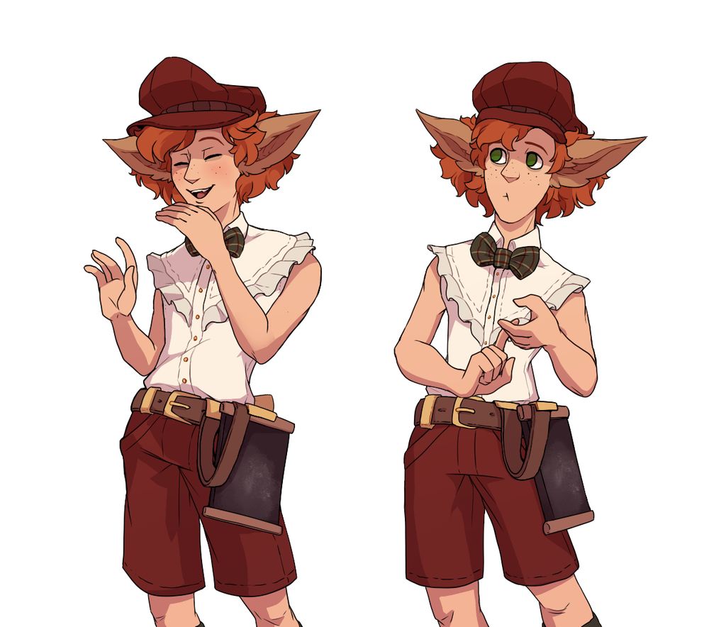 Two more previews featuring a frilly white shirt and bowtie on the character, instead of their red capelet.