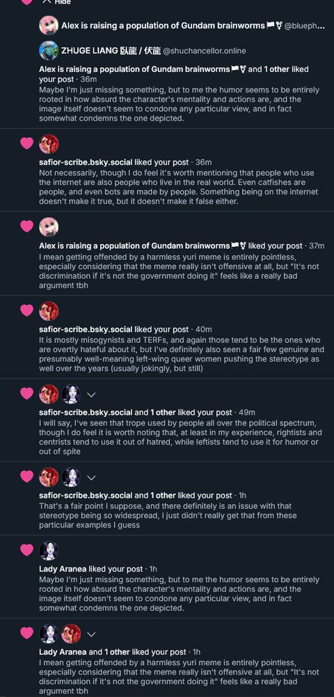 A screenshot of my notifications showing that 5 different people with differing opinions have liked replies of mine within this thread.