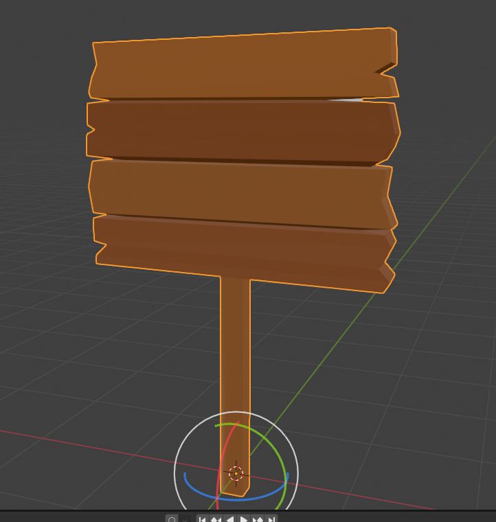 3D model made in Blender of a low-poly wooden sign