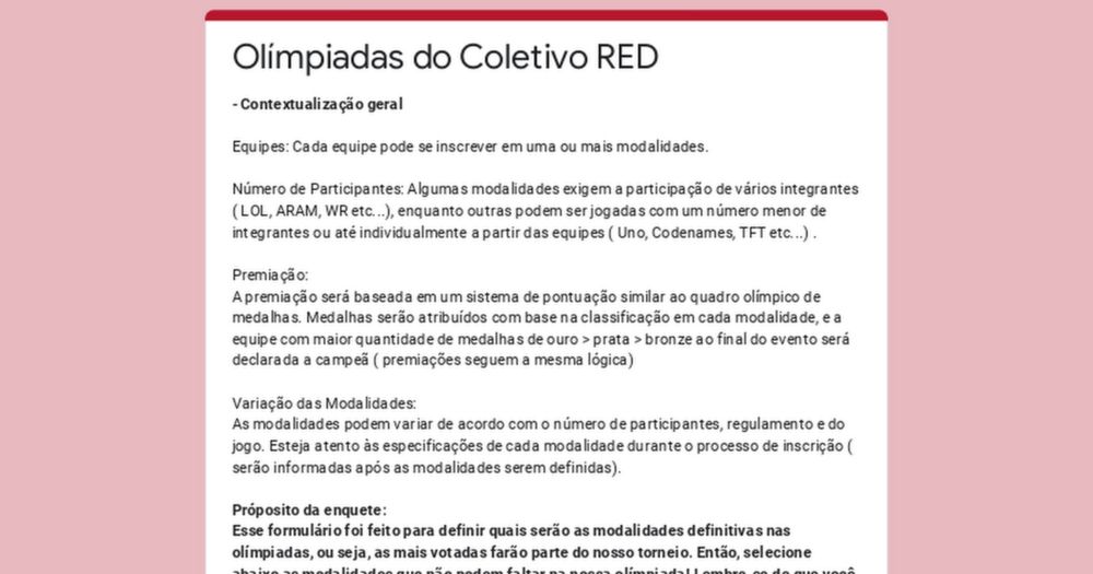 Olímpiadas do Coletivo RED