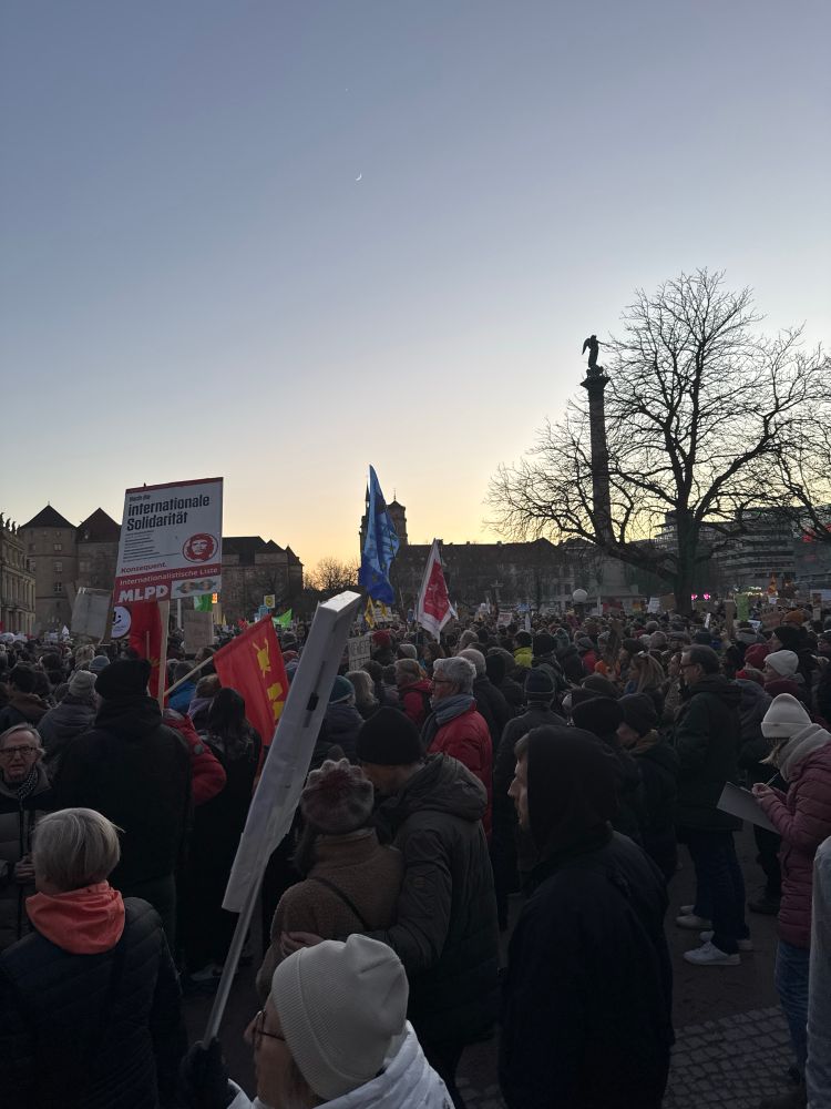 Foto vom Schlossplatz mit Demonstration 