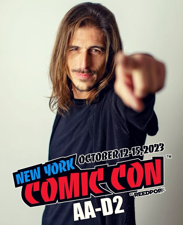 'II be attending #NYCC from October 12th to 15th at booth AA-D2 beside @seanvongorman.bsky.social  (of comics) & @jburandt.bsky.social 
(of rock.) Swing by if you're around, l'll be the guy who looks like me.