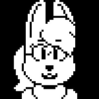 My rabbit fursona drawn in the style of an Undertale dialogue portrait