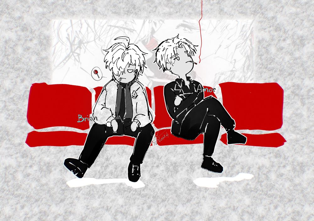 Brian(on the left) my OC, Amor(on the right) friend’s OC. They are partner in confused relation.