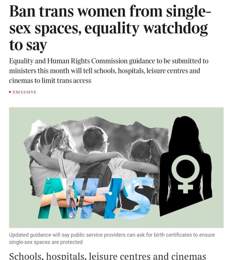 Ban trans women from single-sex spaces, equality watchdog to say