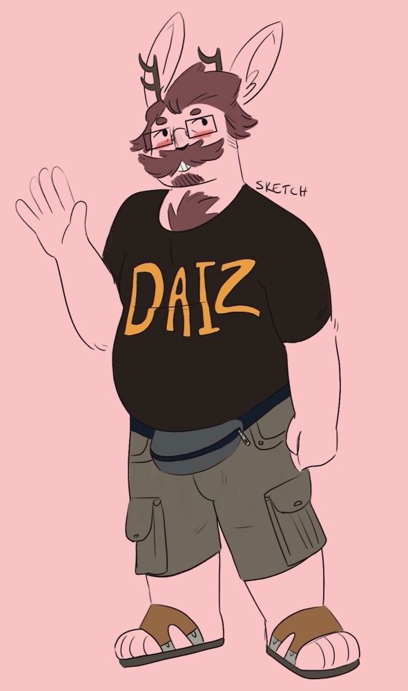 My pink jackalope fursona