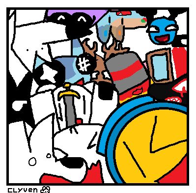 a cluster of characters in a box