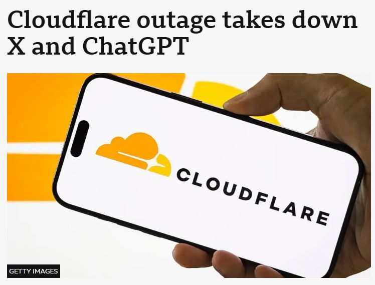 "Cloudflare outage takes down X and ChatGPT"