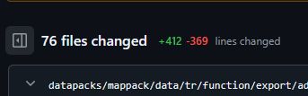 Screenshot of a git commit on github. It indicates that 76 files where changed, 412 lines added and 369 lines removed.