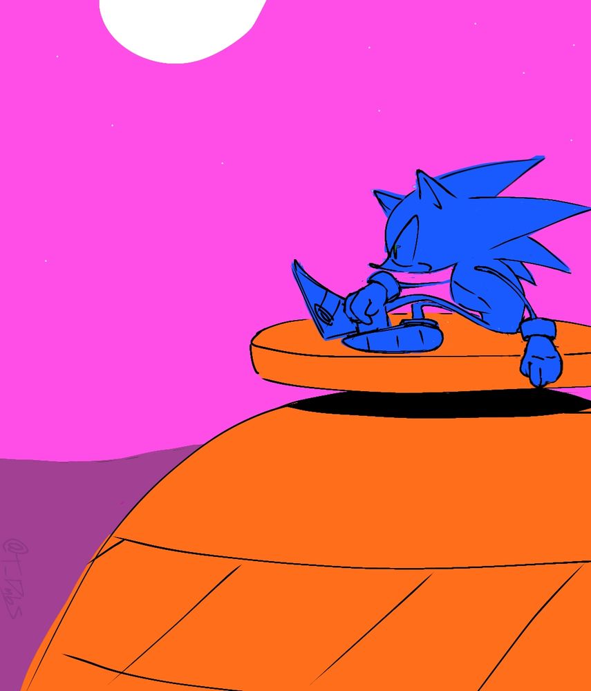 Sonic, resting on top of one of Eggman's capsules