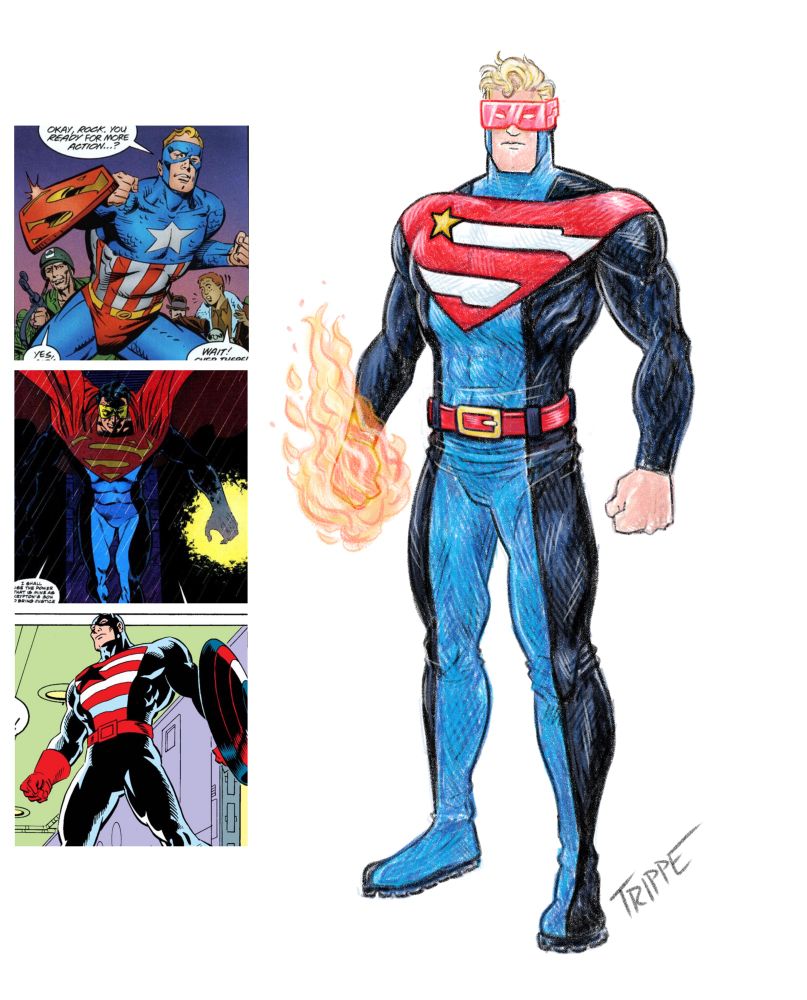 Custom Amalgam Comics character design combining US Agent and the Eradicator into E.R.A.D.I.C. Agent