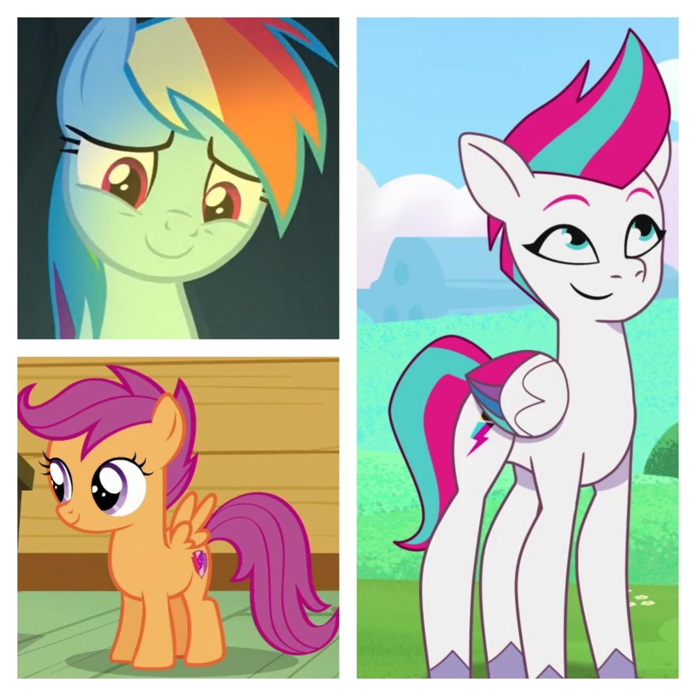 Rainbow Dash, Scootaloo and Zipp Storm smiling
