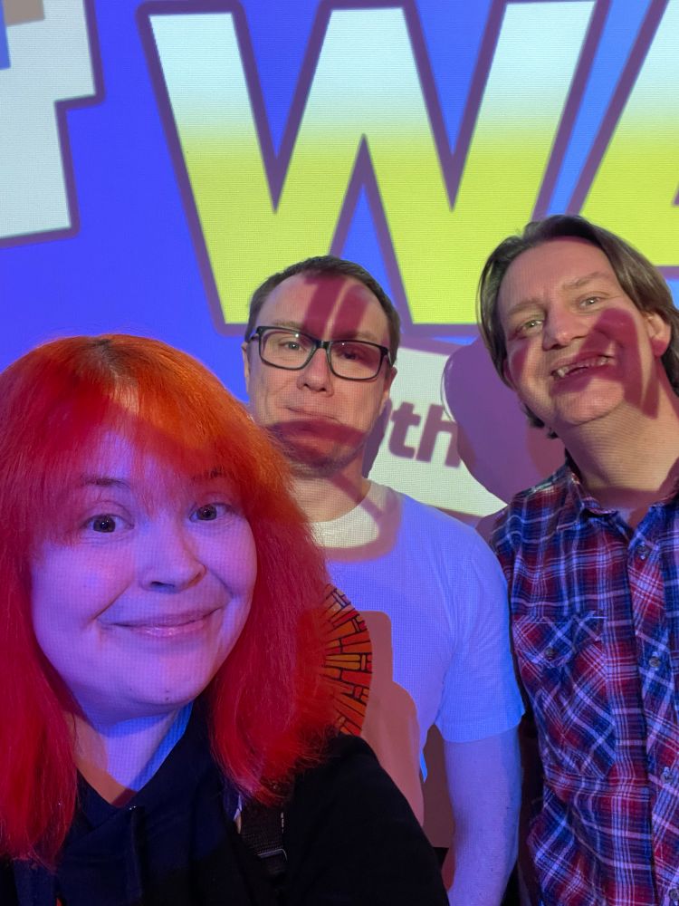 The actual, ICONIC trio together again! Mskie, Steve & Rob - McNeil rubbing Glasto in our faces with his shirt choice! Pffttt