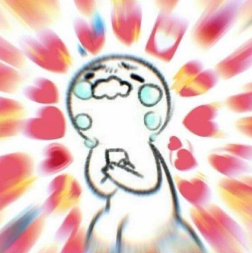 Little sketched character clutching their phone crying, surrounded by blurry hearts 