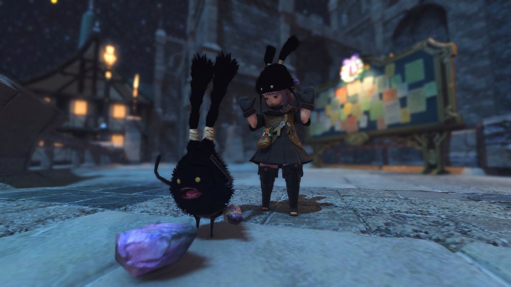 Kaivi acting surprise while her dust bunny minion acts surprise. 