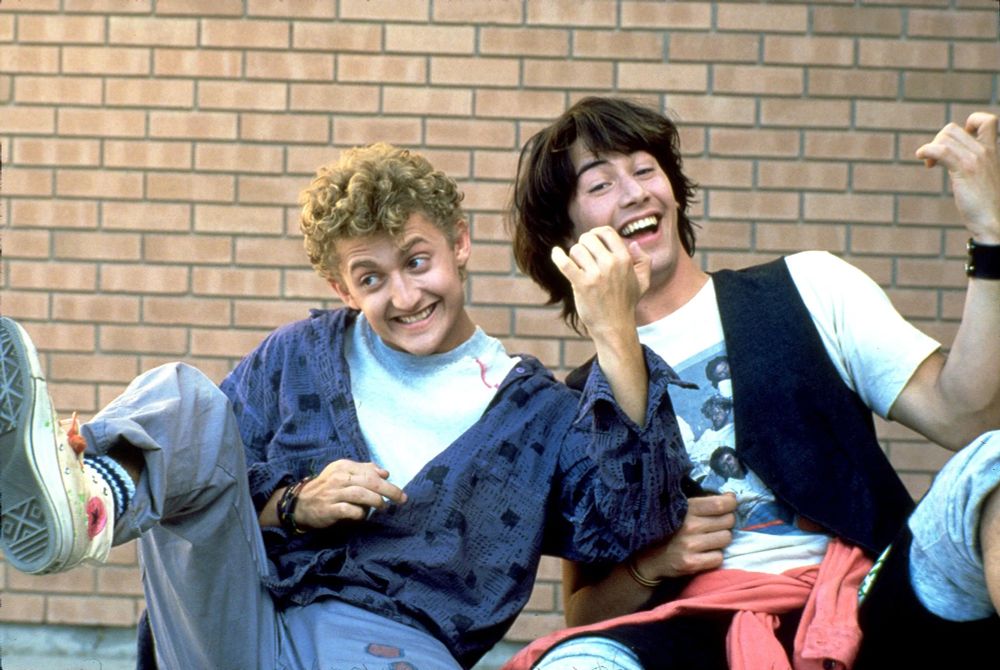 Bill and Ted doing their “Wild Stallions” air guitar thingy.