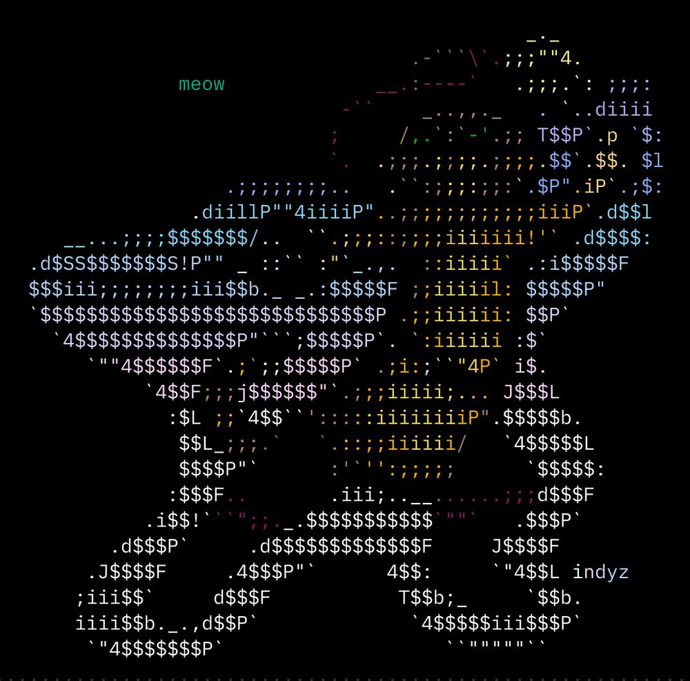 ASCII art of Puss In boots, holding a sword in a dramatic fencing stance.