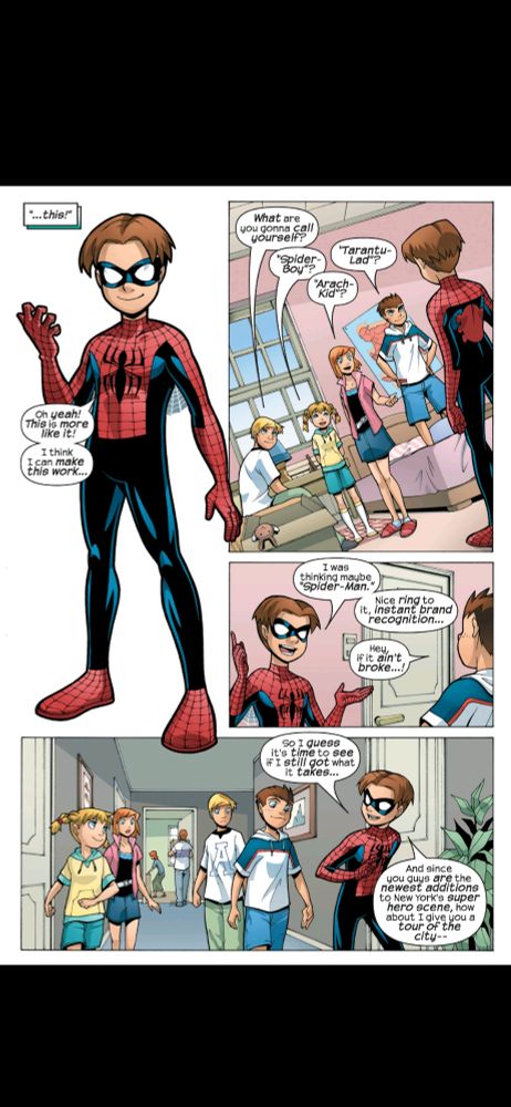 The panel showing Spiderman's design for the rest of the issue