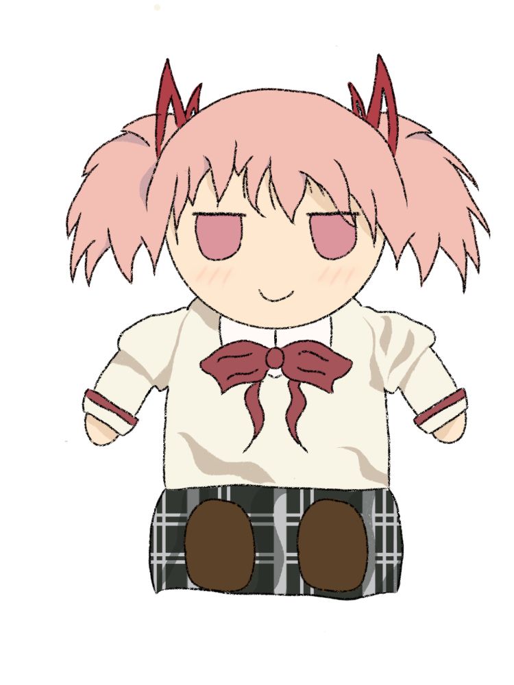 Madoka Kaname drawn as a FumoFumo plushie!!!!