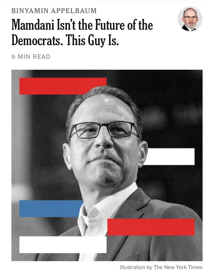 new york times headline about yadda yadda josh shapiro will save us etc