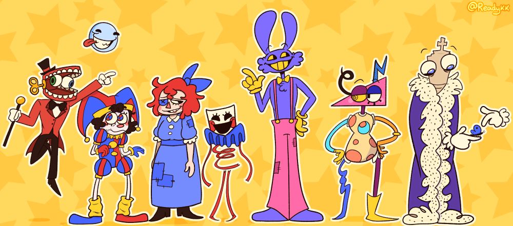 Character Line-Up of my designs for the Digital Circus guys