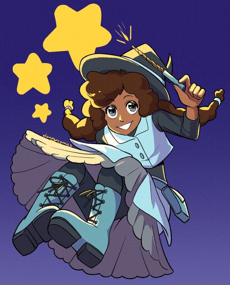 Donny art of The Jazzy Slime's oc floating around with her magic