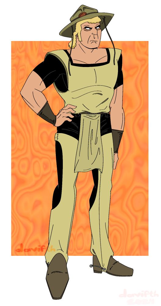 fanart of brock samson from venture bros wearing the outfit of hol horse from jojo's bizzare adventure