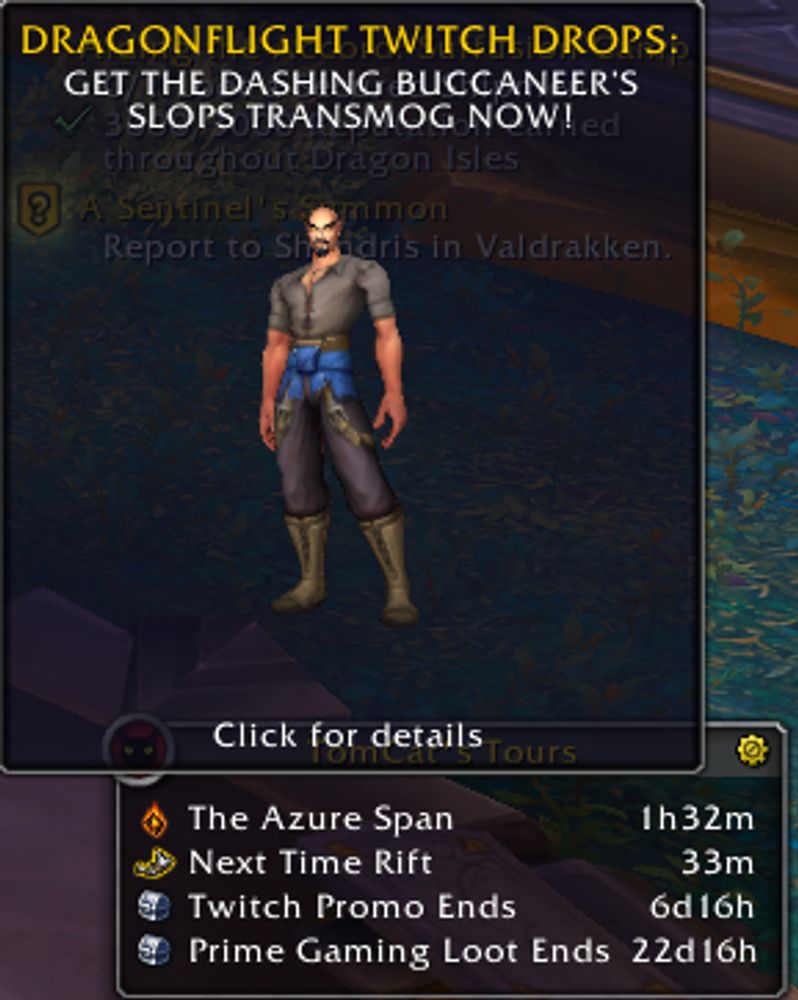 TomCat: Attention #WorldofWarcraft players - Blizzard is giving away  Dashing Buccaneer's Slops transmogs for the next week if you watch  participating WoW streamers on Twitch. My stream is included -  twitch.tv/TomCat 