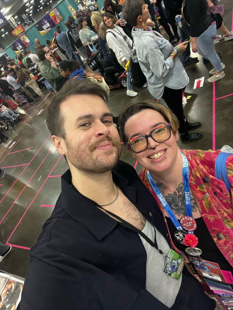 Nathan goad and pirate creepers in a depression robe pose for the camera 