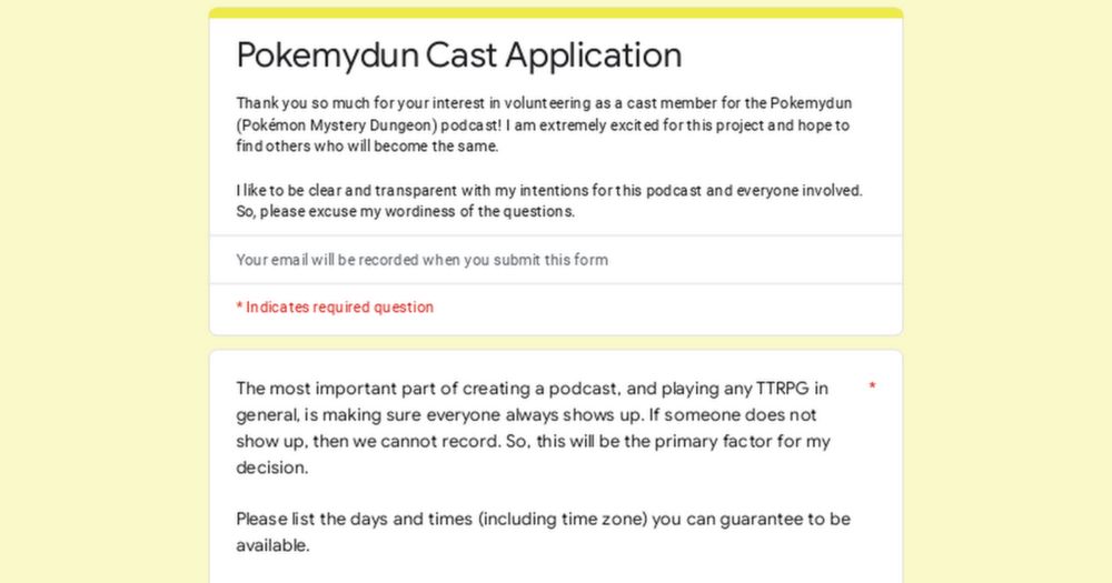 Pokemydun Cast Application