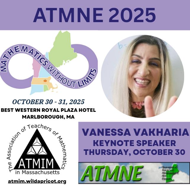 Title is ATMNE 2025. Photo of keynote speaker Vanessa Vakharia and noting Thursday is the day she is speaking. Dates are Oct 30 & 31, 2025 at the Best Western Plaza Hotel in Marlborough, MA.