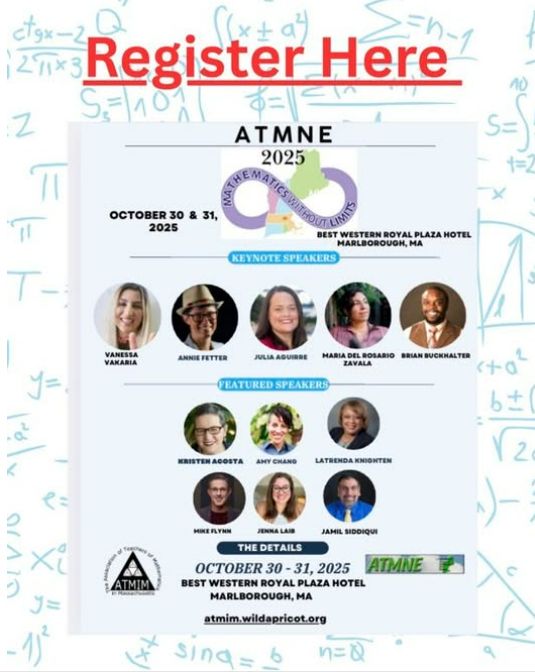 Photos of all the keynote and featured speakers for the ATMNE 2025 Conference and dates of October 30 & 31, 2025.