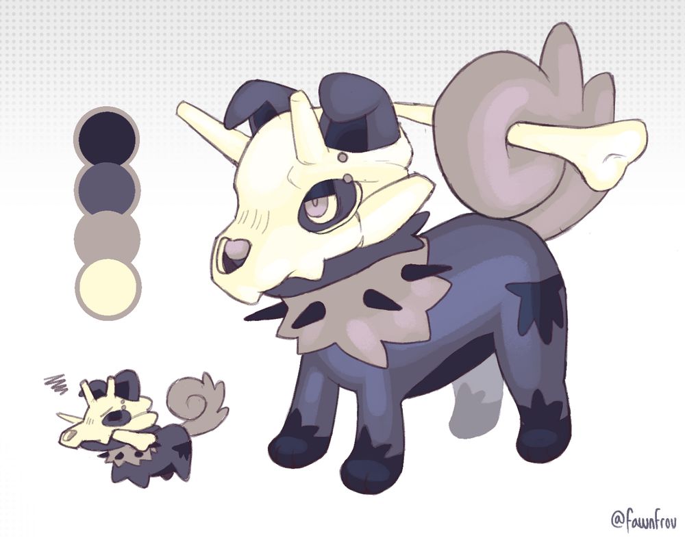 art of a pokefusion adoptable of rockruff and cubone/alolan marowak