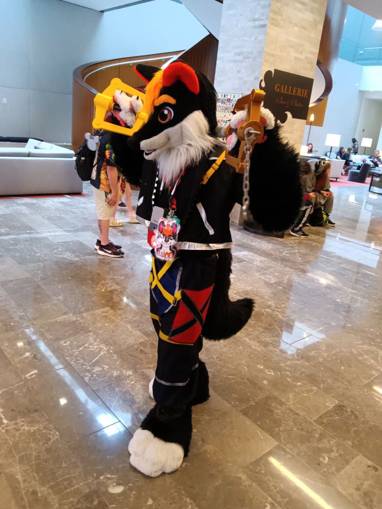 Luco dressed as Kingdom Hearts 2 Sora wielding two keyblades