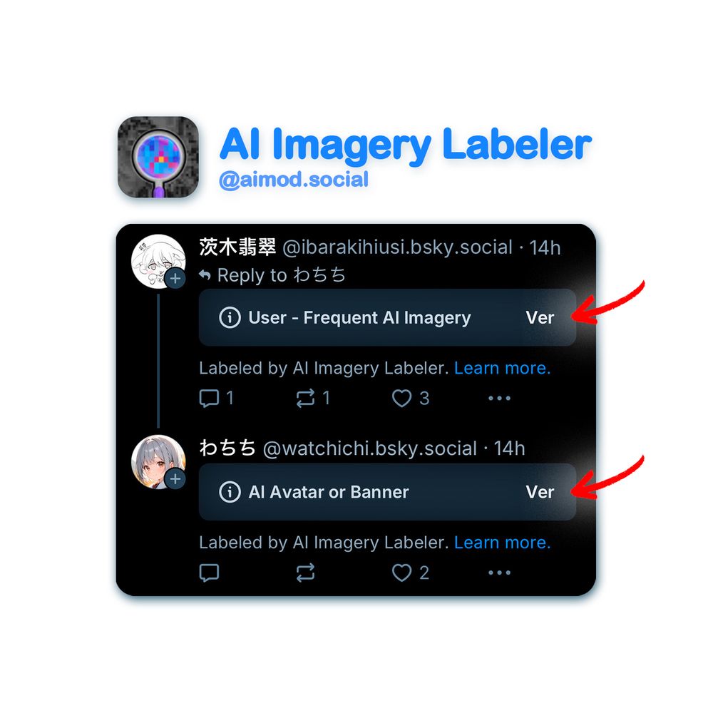 Muestra de como AI Imagery Labeler oculta las imágenes IA. Debes desplegar una advertencia para verlas.