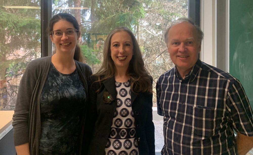 Professors Kate Marczenko, Louise Dawe, and Bob Burk after the 2025 Don Wiles Lecture.