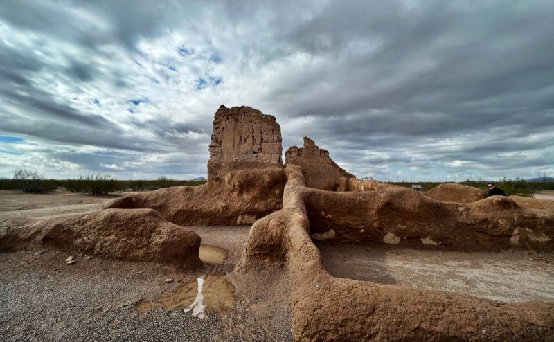 Image of some of the almost 600 year-old adobe ruins built by the Ancestral Sonoran Desert People now protected within Casa Grande National Monument. Photo credit Michelle Markel 